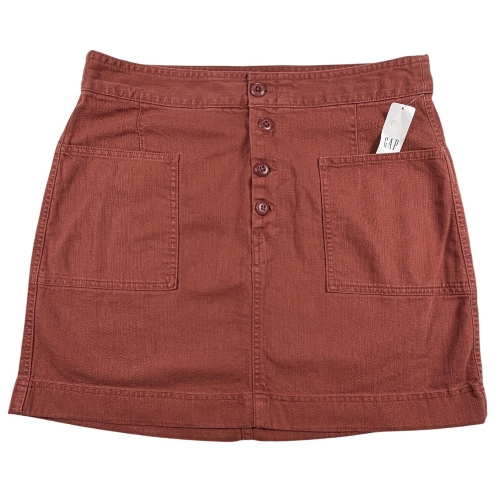 Gap Khakis Womens Terracotta Red Button Front Utility Mini Skirt Size 12